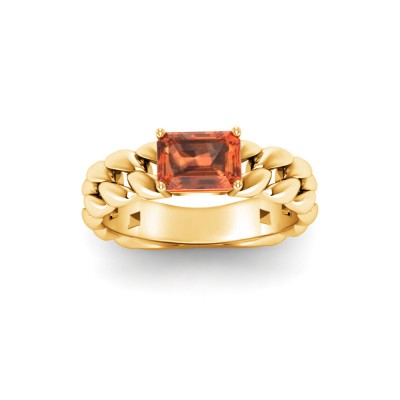 1 Ct Garnet Emerald Cut Birthstone Cuban Ring