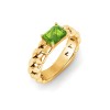 1 Ct Peridot Emerald Cut Birthstone Cuban Ring