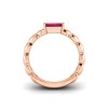 1 Ct Ruby Emerald Cut Birthstone Cuban Ring