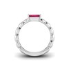 1 Ct Ruby Emerald Cut Birthstone Cuban Ring