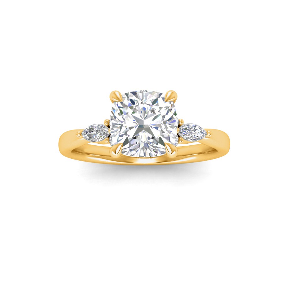 2 Ct Cushion Lab Diamond & .25 Ctw Marquise Diamond Accent Engagement Ring
