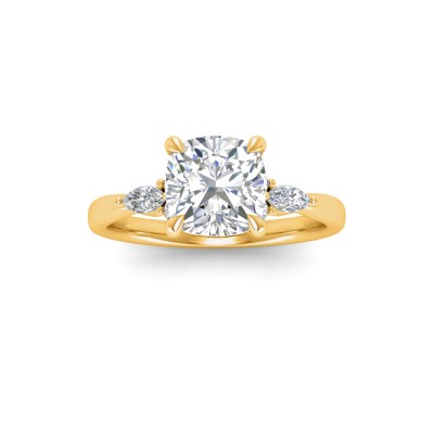 2 Ct Cushion Lab Diamond & .25 Ctw Marquise Diamond Accent Engagement Ring