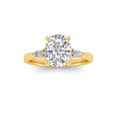 1 Ct Elongated Cushion Moissanite & .25 Ctw Marquise Diamond Accent Engagement Ring
