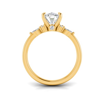 2 Ct Elongated Cushion Lab Diamond & .25 Ctw Marquise Diamond Accent Engagement Ring