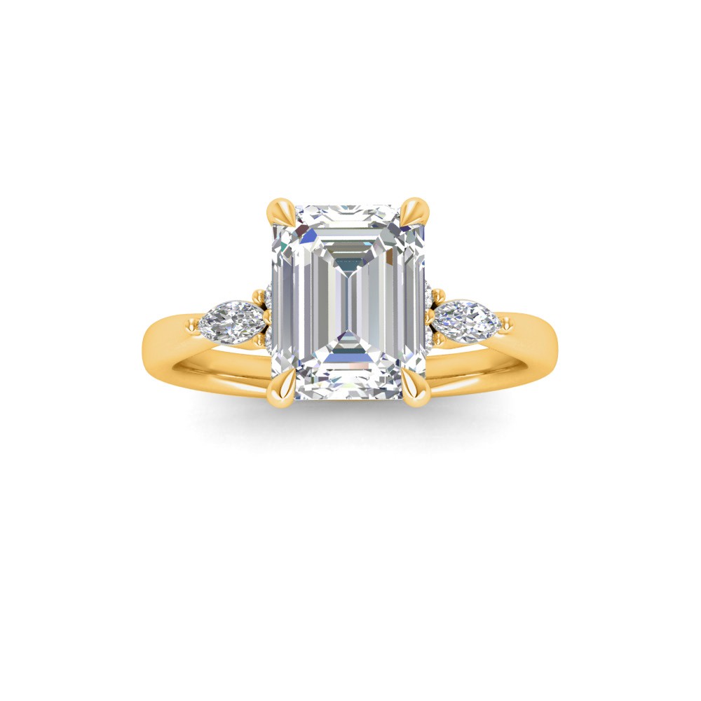 1 Ct Emerald Moissanite & .25 Ctw Marquise Diamond Accent Engagement Ring