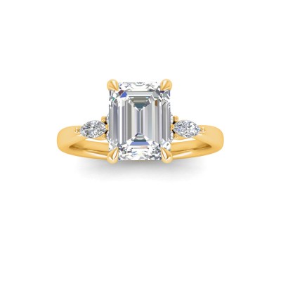 1 Ct Emerald Moissanite & .25 Ctw Marquise Diamond Accent Engagement Ring