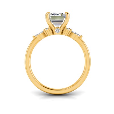 2 Ct Emerald Lab Diamond & .25 Ctw Marquise Diamond Accent Engagement Ring