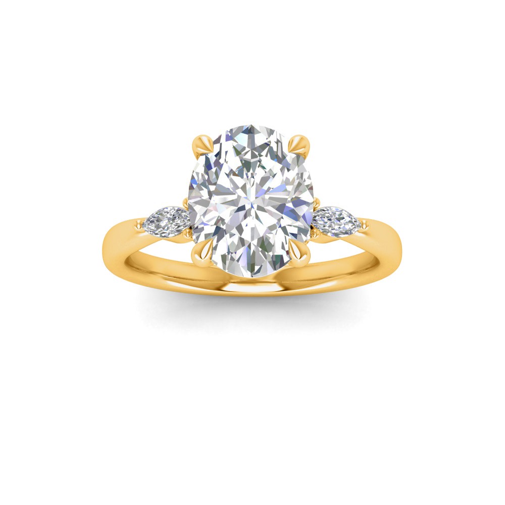 1.5 Ct Marquise Lab Diamond & .25 Ctw Marquise Diamond Accent Engagement Ring
