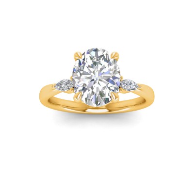 1.5 Ct Marquise Lab Diamond & .25 Ctw Marquise Diamond Accent Engagement Ring