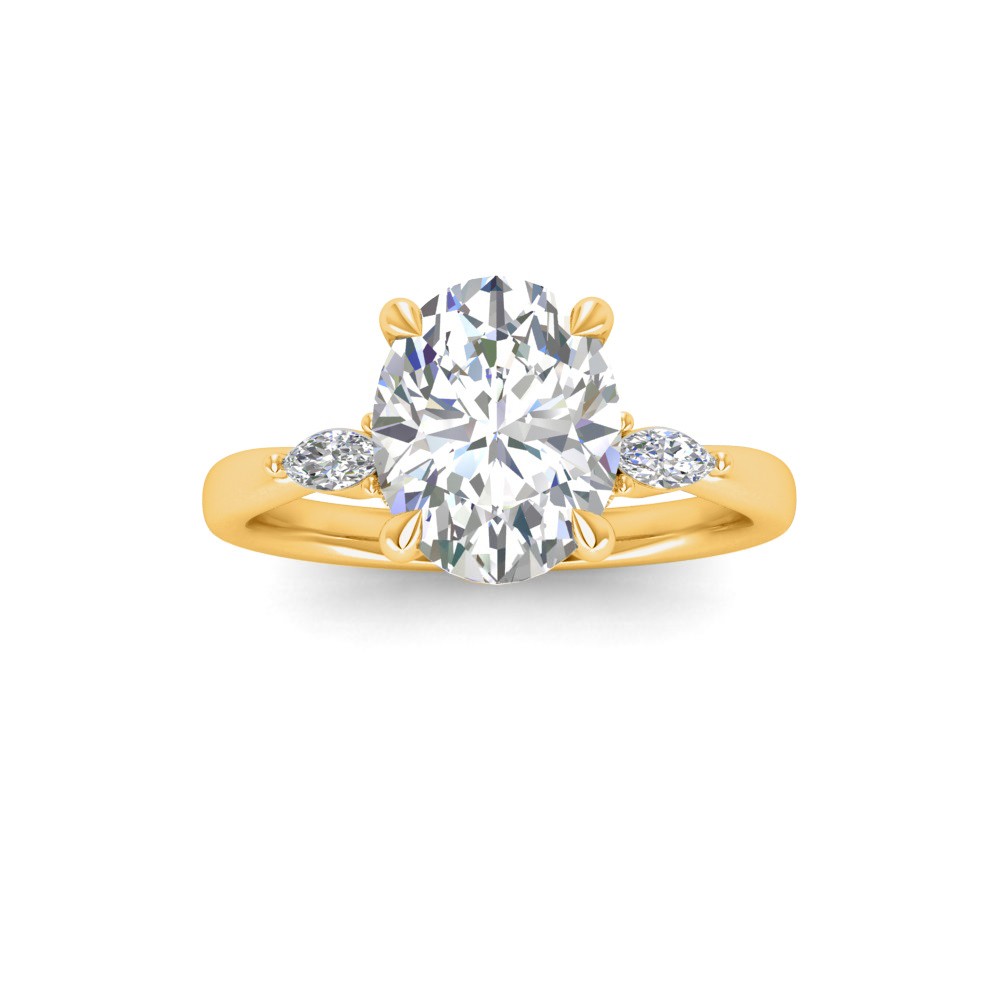 1 Ct Marquise Moissanite & .25 Ctw Marquise Diamond Accent Engagement Ring