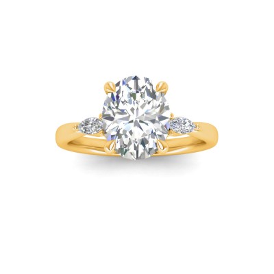 1 Ct Oval Moissanite & .25 Ctw Marquise Diamond Accent Engagement Ring