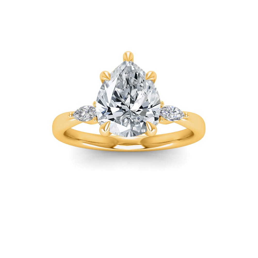 2 Ct Pear Lab Diamond & .25 Ctw Marquise Diamond Accent Engagement Ring
