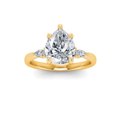 2 Ct Pear Lab Diamond & .25 Ctw Marquise Diamond Accent Engagement Ring
