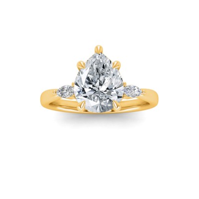 1.5 Ct Pear Lab Diamond & .25 Ctw Marquise Diamond Accent Engagement Ring