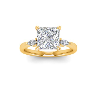 1.5 Ct Princess Lab Diamond & .25 Ctw Marquise Diamond Accent Engagement Ring