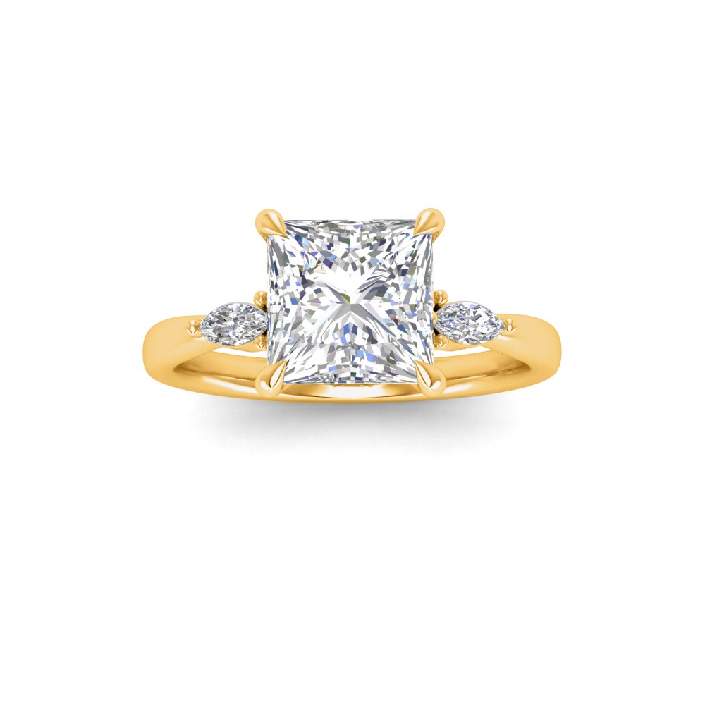 1 Ct Princess Moissanite & .25 Ctw Marquise Diamond Accent Engagement Ring