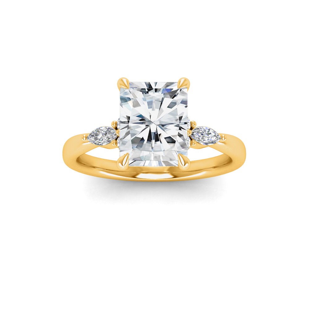 2 Ct Radiant Lab Diamond & .25 Ctw Marquise Diamond Accent Engagement Ring
