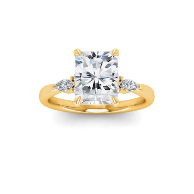 2 Ct Radiant Lab Diamond & .25 Ctw Marquise Diamond Accent Engagement Ring