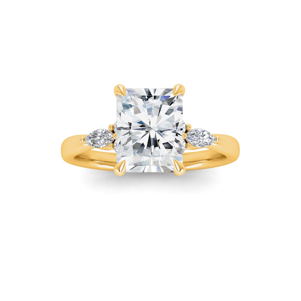 1 Ct Radiant Moissanite & .25 Ctw Marquise Diamond Accent Engagement Ring