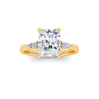 1 Ct Radiant Moissanite & .25 Ctw Marquise Diamond Accent Engagement Ring