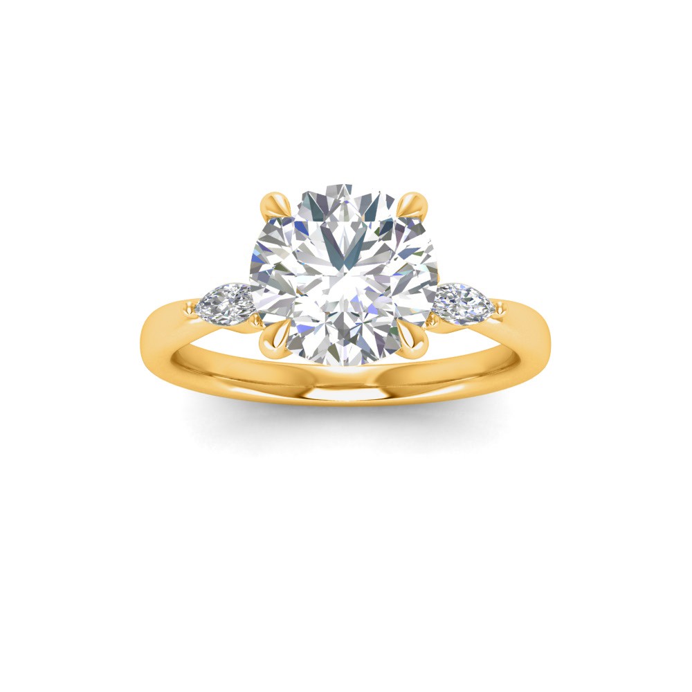 2 Ct Round Lab Diamond & .25 Ctw Marquise Diamond Accent Engagement Ring