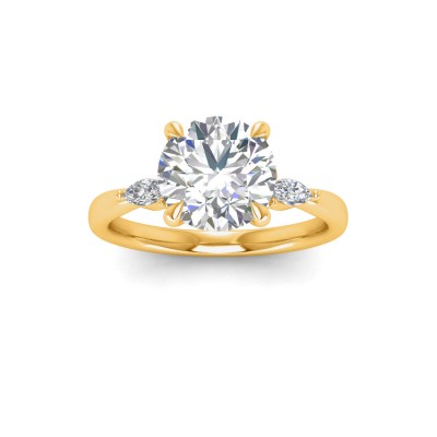 2 Ct Round Moissanite & .25 Ctw Marquise Diamond Accent Engagement Ring