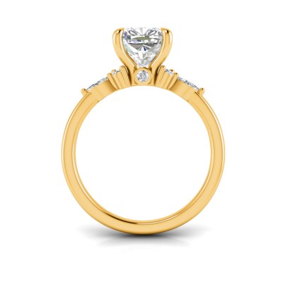 2 Ct Round Moissanite & .25 Ctw Marquise Diamond Accent Engagement Ring