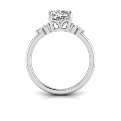 2 Ct Cushion Lab Diamond & 0.18 Ctw Diamond Trio Cluster Engagement Ring