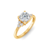 3 Ct Cushion Lab Diamond & 0.18 Ctw Diamond Trio Cluster Engagement Ring