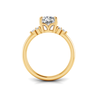 2 Ct Cushion Lab Diamond & 0.18 Ctw Diamond Trio Cluster Engagement Ring