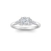 1 Ct Cushion Moissanite & .18 Ctw Round Diamonds Trio Cluster Engagement Ring