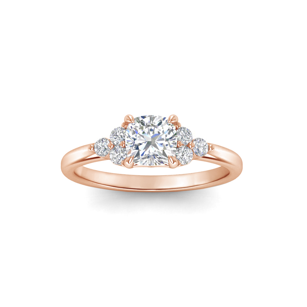 1.68 Ctw Cushion Diamond Trio Cluster Engagement Ring