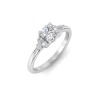 1 Ct Cushion Moissanite & .18 Ctw Round Diamonds Trio Cluster Engagement Ring