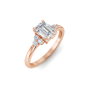 1.5 Ct Emerald Lab Diamond & 0.18 Ctw Diamond Trio Cluster Engagement Ring