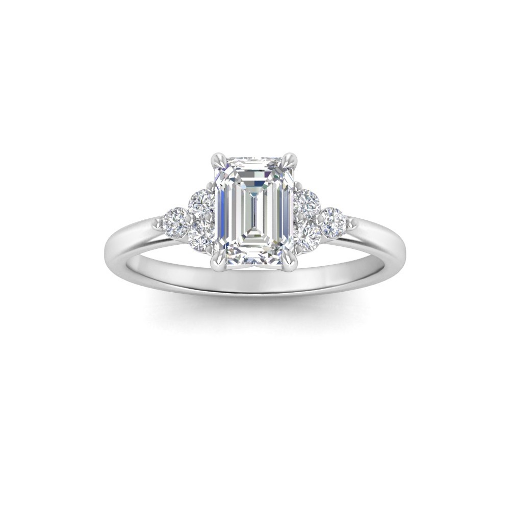 1 Ct Emerald Lab Diamond & 0.18 Ctw Diamond Trio Cluster Engagement Ring