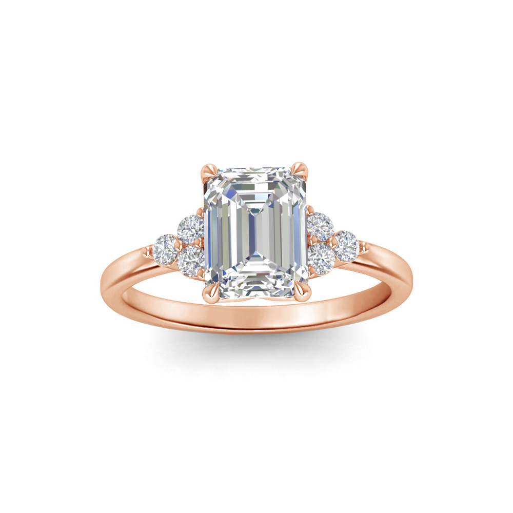 2 Ct Emerald Lab Diamond & 0.18 Ctw Diamond Trio Cluster Engagement Ring