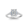 2.5 Ct Emerald Lab Diamond & 0.18 Ctw Trio Cluster Engagement Ring