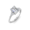 2.5 Ct Emerald Lab Diamond & 0.18 Ctw Trio Cluster Engagement Ring