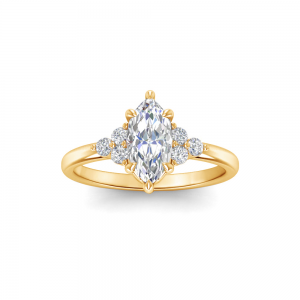 1.5 Ct Marquise Lab Diamond & 0.18 Ctw Diamond Trio Cluster Engagement Ring
