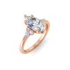 3 Ct Marquise Lab Diamond & 0.18 Ctw Diamond Trio Cluster Engagement Ring