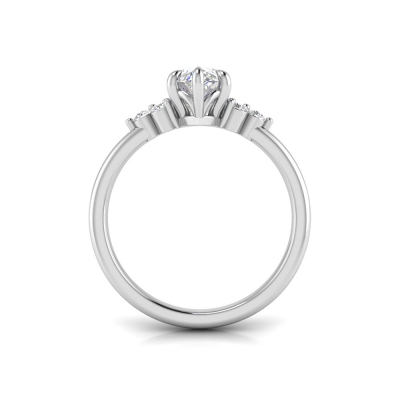 2 Ct Marquise Lab Diamond & 0.18 Ctw Diamond Trio Cluster Engagement Ring