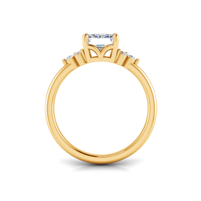 2 Ct Radiant Lab Diamond & 0.18 Ctw Trio Cluster Engagement Ring