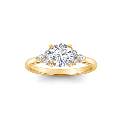 1 Ct Round Lab Diamond & .18 Ctw Round Diamonds Trio Cluster Engagement Ring