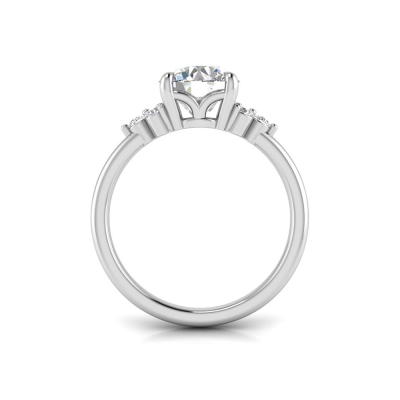 2 Ct Round Moissanite & 0.18 Ctw Diamond Trio Cluster Engagement Ring
