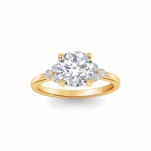 2 Ct Round Lab Diamond & 0.18 Ctw Diamond Trio Cluster Engagement Ring
