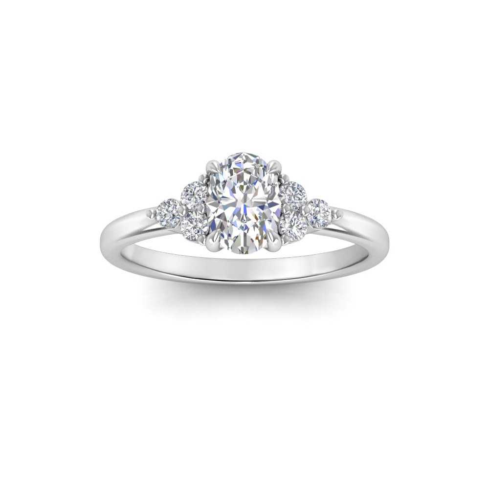 1 Ct Oval Lab Diamond & 0.18 Ctw Diamond Trio Cluster Engagement Ring