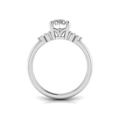 2 Ct Oval Lab Diamond & 0.18 Ctw Diamond Trio Cluster Engagement Ring