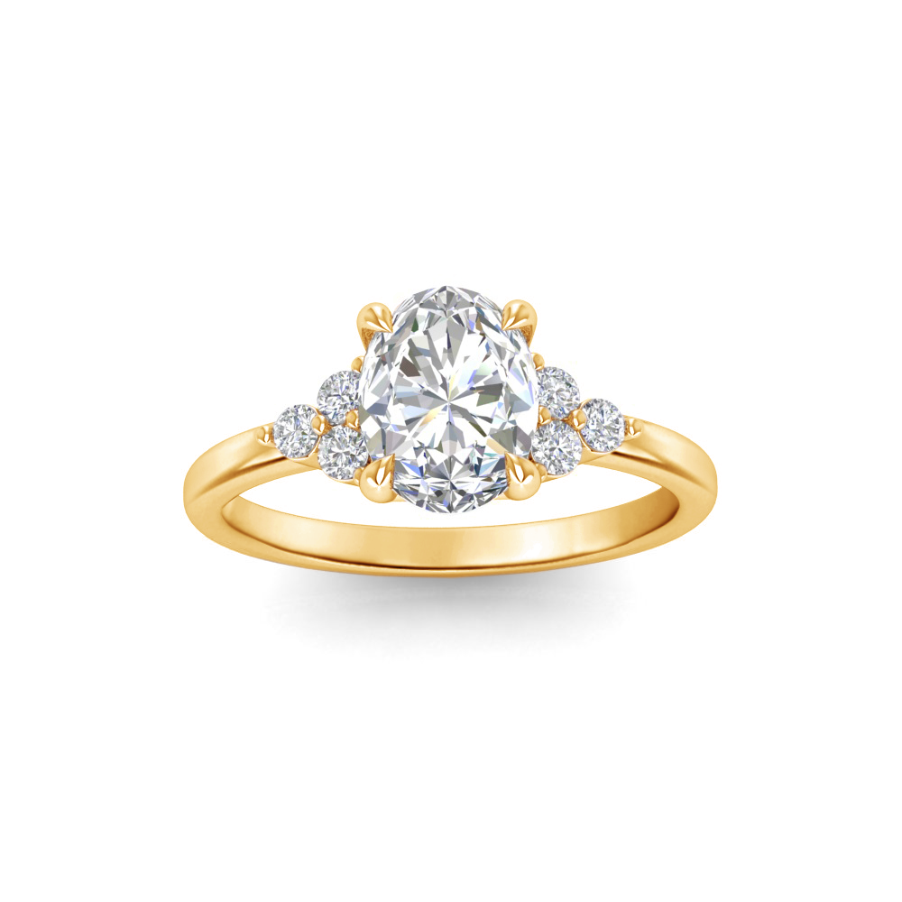 2 Ct Oval Lab Diamond & 0.18 Ctw Diamond Trio Cluster Engagement Ring
