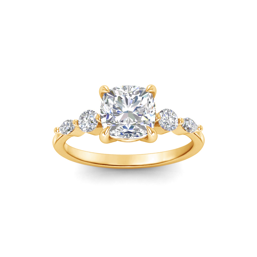 2 Ct Cushion Lab Diamond & 0.34 Ctw Diamond Tapered Engagement Ring