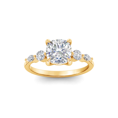 2 Ct Cushion Lab Diamond & 0.34 Ctw Diamond Tapered Engagement Ring